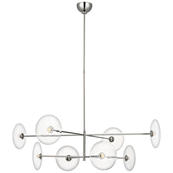 Ian K. Fowler Calvino X-Large Radial Chandelier in Polished Nickel with Clear Glass Ceiling Light W42″