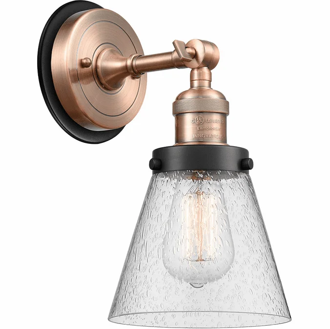 Innovations 203AC-BPBK-HRBK-G64 Franklin Restoration Cone Antique Copper Seedy Small Cone Wall Lighting Sconce