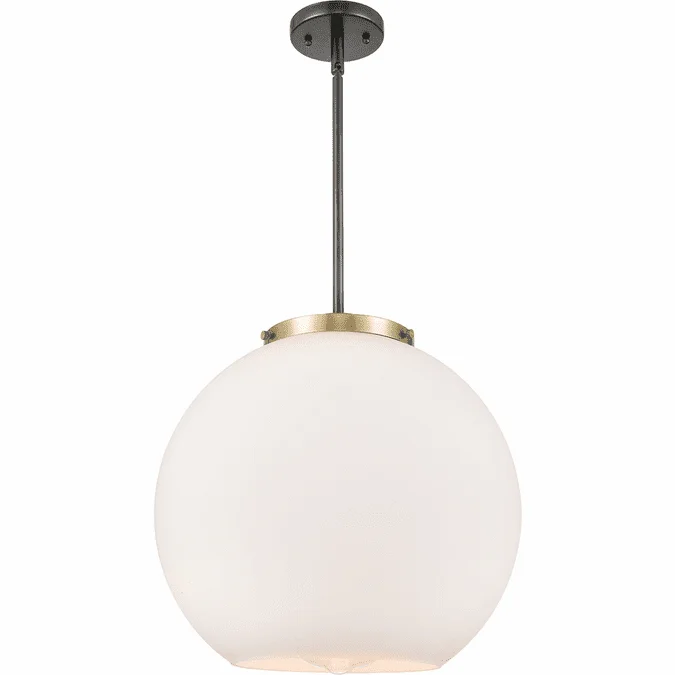 Innovations 221-1S-BAB-G121-16 Ballston Athens Black Antique Brass Cased Matte White Large Athens LED 16″ Hanging Light