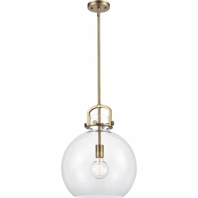 Innovations 410-1S-BB-14CL Newton Sphere Brushed Brass LED Pendant Lighting
