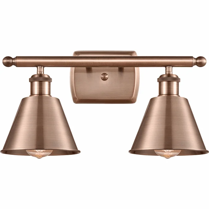 Innovations 516-2W-AC-M8 Ballston Smithfield Antique Copper LED 2-Light Bathroom Vanity Light Fixture