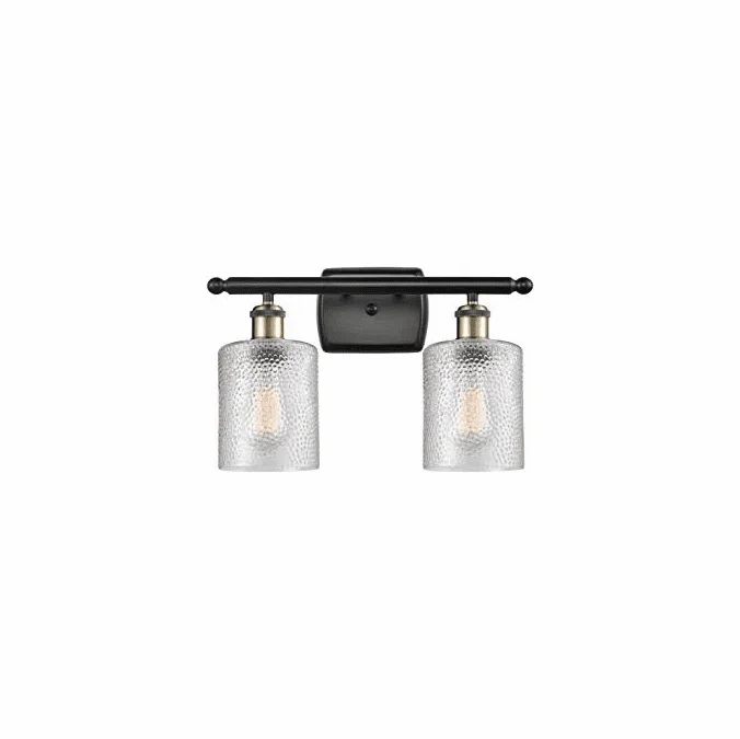 Innovations 516-2W-BAB-G112 Ballston Cobbleskill Modern Black Antique Brass 2-Light Bathroom Lighting Fixture