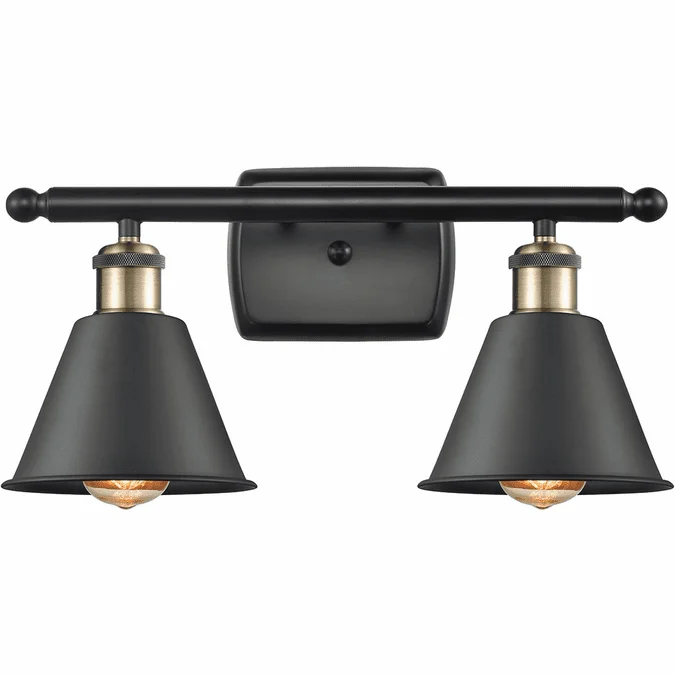 Innovations 516-2W-BAB-M8 Ballston Smithfield Black Antique Brass LED 2-Light Vanity Lighting Fixture