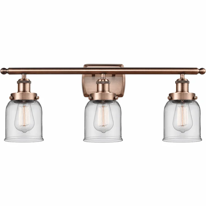 Innovations 916-3W-AC-G52 Ballston Small Bell Contemporary Antique Copper 3-Light Bath Wall Sconce