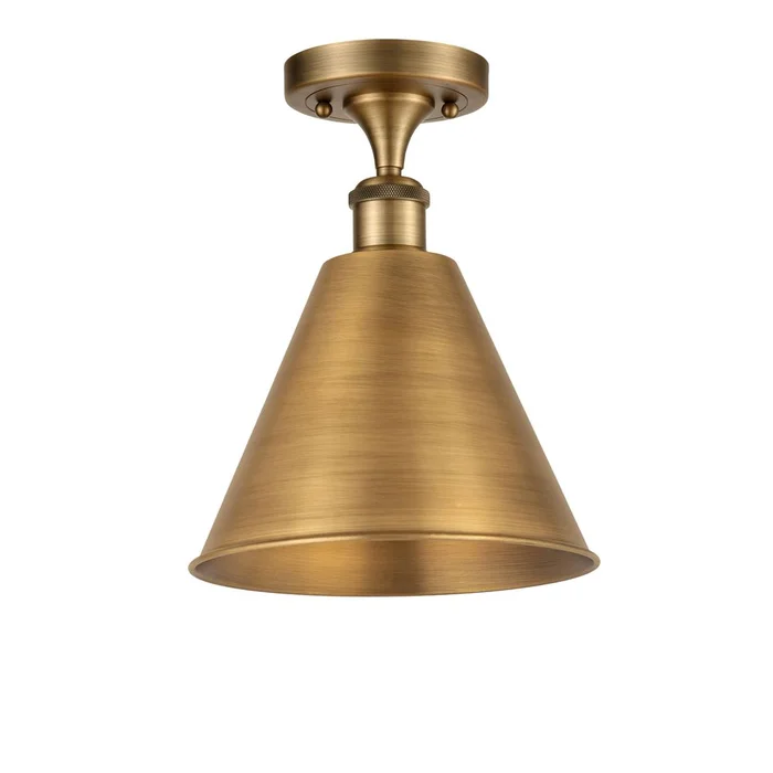 Innovations Ballston Cone 1-LT Semi-Flush Mount – Brushed Brass – 516-1C-BB-MBC-12-BB-LED