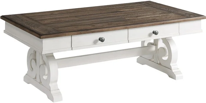 Intercon Furniture Drake Coffee Table in Rustic White and French Oak DK-TA-5028-RFO-C