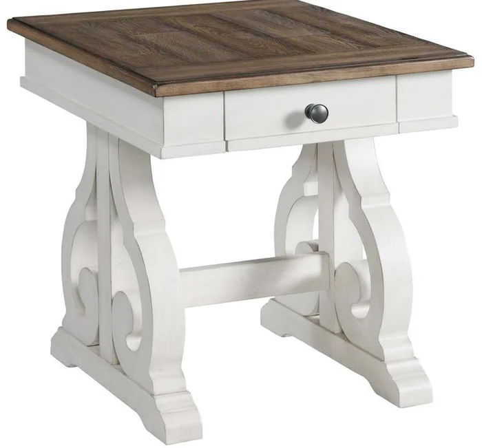 Intercon Furniture Drake End Table in Rustic White and French Oak DK-TA-2224-RFO-C