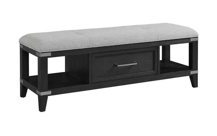 Intercon Furniture Laguna 52″ Bench with Drawer in Weathered Steel LG-BR-2452B-WST-C