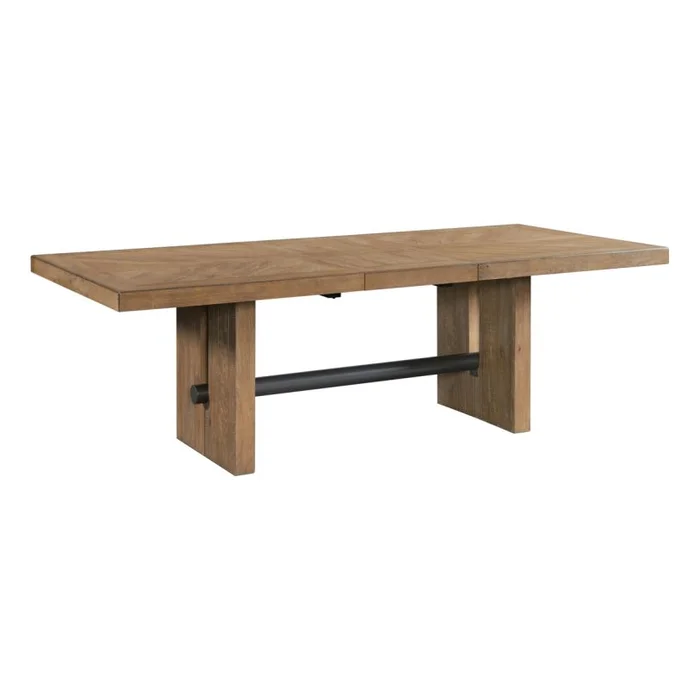 Intercon Furniture Landmark Trestle Dining Table in Weathered Oak LM-TA-4296-WOA-C