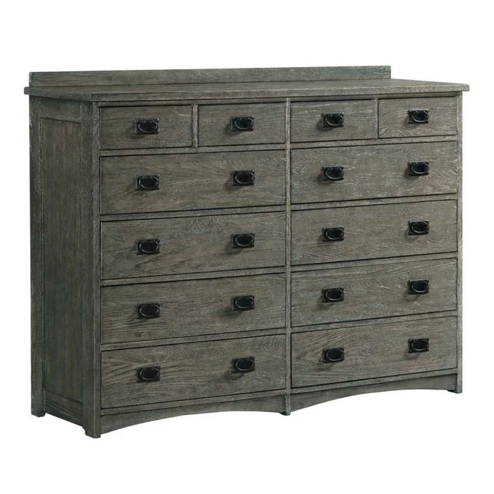 Intercon Furniture Oak Park 12 Drawer Dresser in Brushed Pewter OP-BR-5812-PEW-C