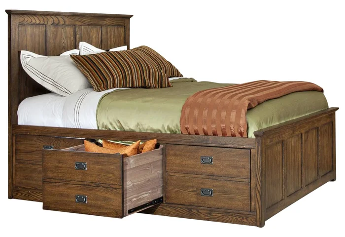 Intercon Furniture Oak Park Cal King Bed w/ 6 Storage Drawers in Mission