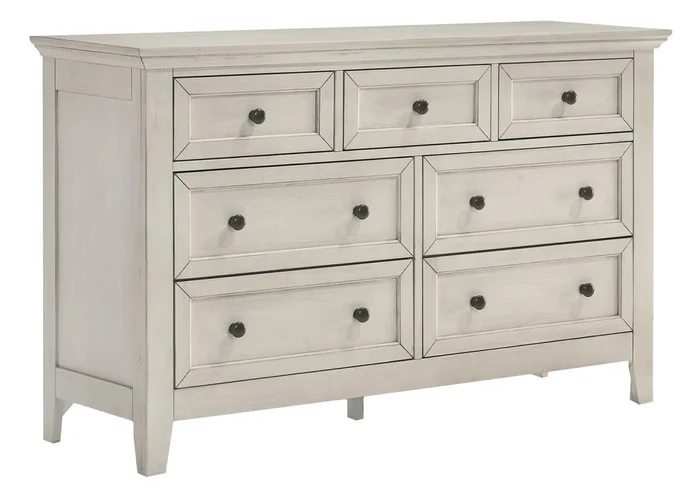 Intercon Furniture San Mateo Youth 7 Drawer Dresser in Rustic White SM-BR-4307-RWH-C