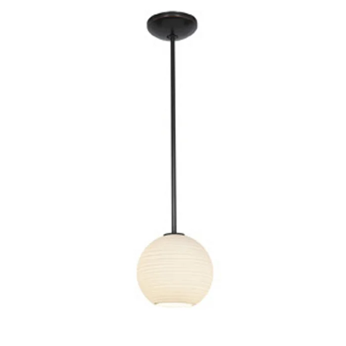 Japanese Lantern One Light Pendant in Oil Rubbed Bronze (18|28085-1R-ORB/WHTLN)