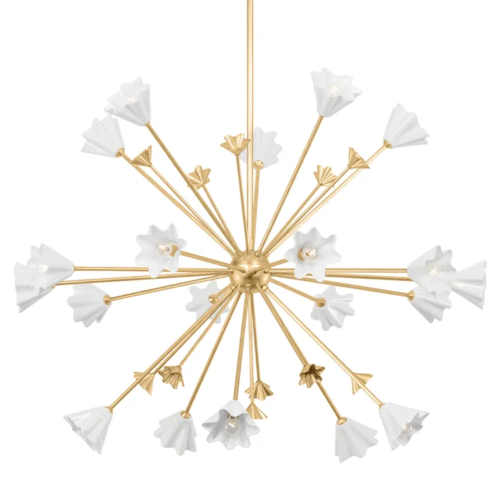 Julieta 20-Light Chandelier in Vintage Gold Leaf 55.5L x 55.5W x 42.5H