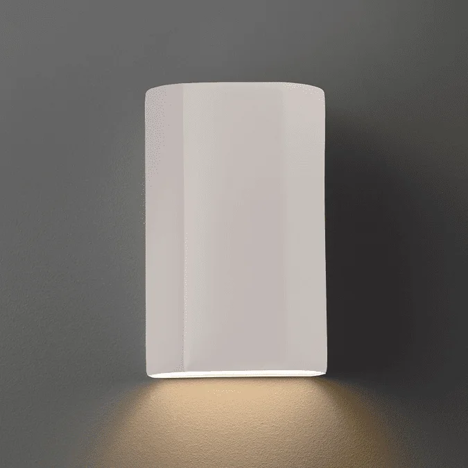 Justice Design CER-5500-MAT Ambiance Flat Cylinder Modern Matte White LED Ceramic Lighting Sconce