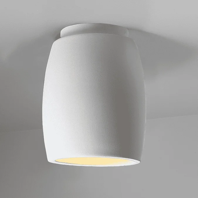 Justice Design CER-6130W-BIS Radiance Curved Modern Bisque LED Outdoor Ceramic Flush Mount Lighting