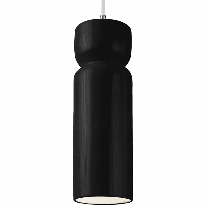 Justice Design CER-6510-BLK-NCKL-WTCD Radiance Gloss Black Mini Lighting Pendant