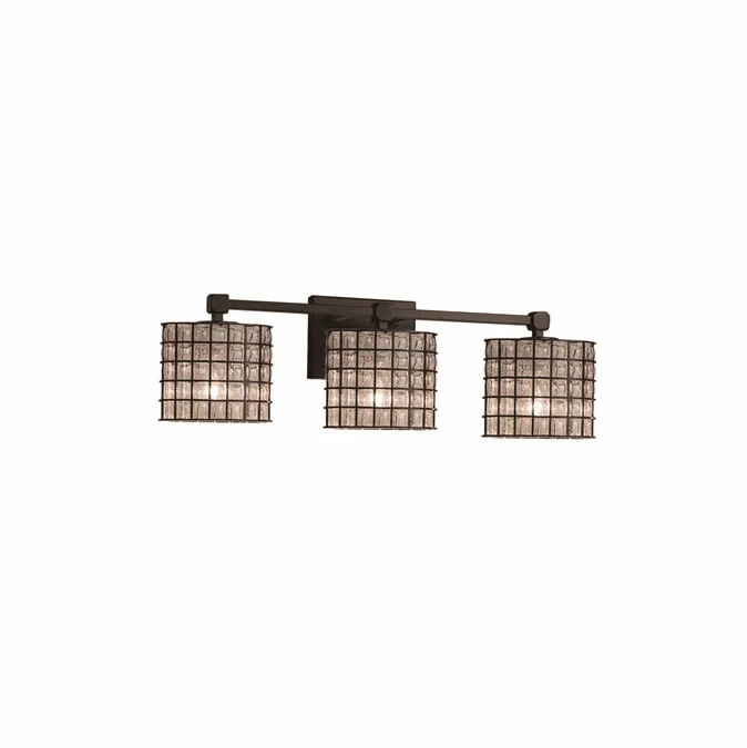 Justice Design WGL-8423 Wire Glass Tetra Contemporary 3-Light Vanity Lighting