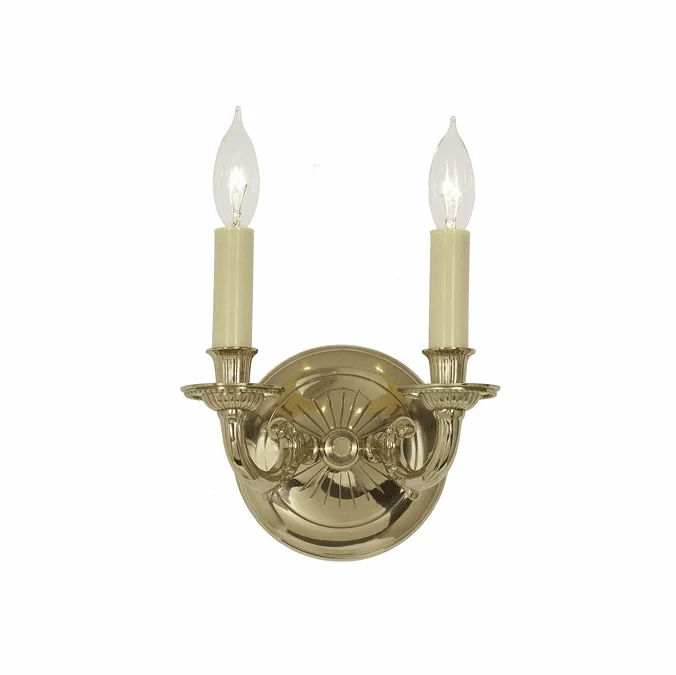 JVI Designs 248-01 Wall Mounted Polished Brass 2 Candle Sconce Lighting