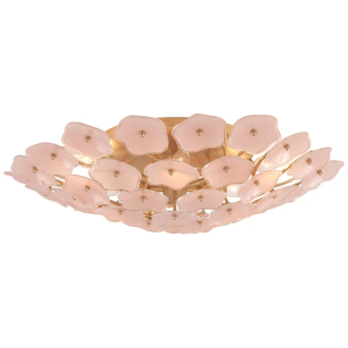 kate spade new york Leighton Large Flush Mount in Soft Brass with Blush Tinted Glass Ceiling Light W25.75″ x H6″