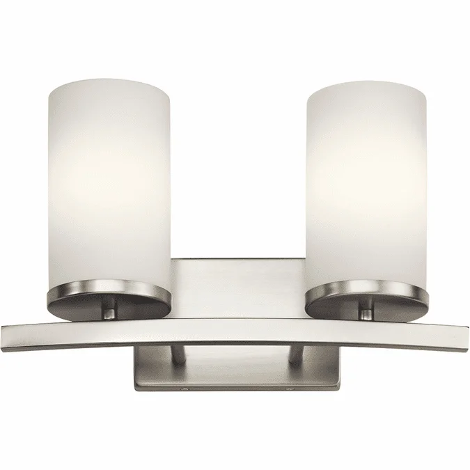 Kichler 45496NI Crosby Modern Brushed Nickel 2-Light Vanity Light Fixture