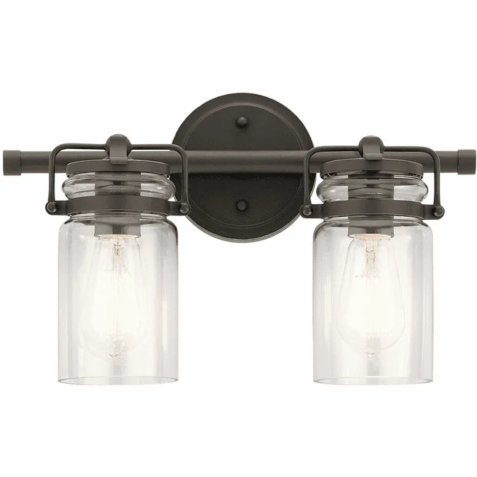 Kichler 45688OZ Brinley Modern Olde Bronze 2-Light Bathroom Wall Sconce