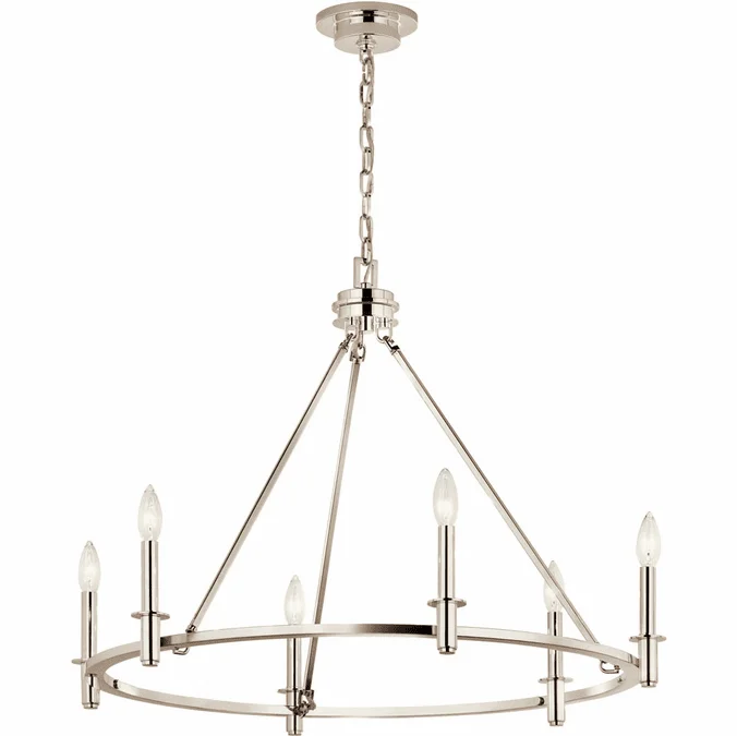 Kichler 52705PN Carrick Contemporary Polished Nickel Lighting Chandelier