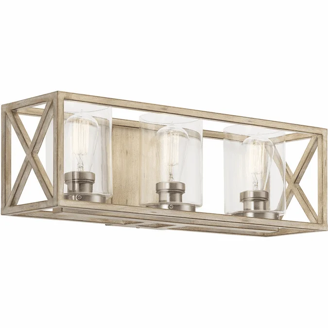Kichler 55065DAW Moorgate Contemporary Distressed Antique White 3-Light Bath Lighting