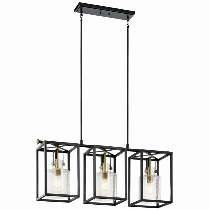 Kitner Three Light Linear Chandelier in Natural Brass (12|52033NBR)