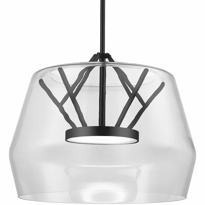 Kuzco PD61418-CL-BK Deco Contemporary Clear / Black LED Hanging Light Fixture