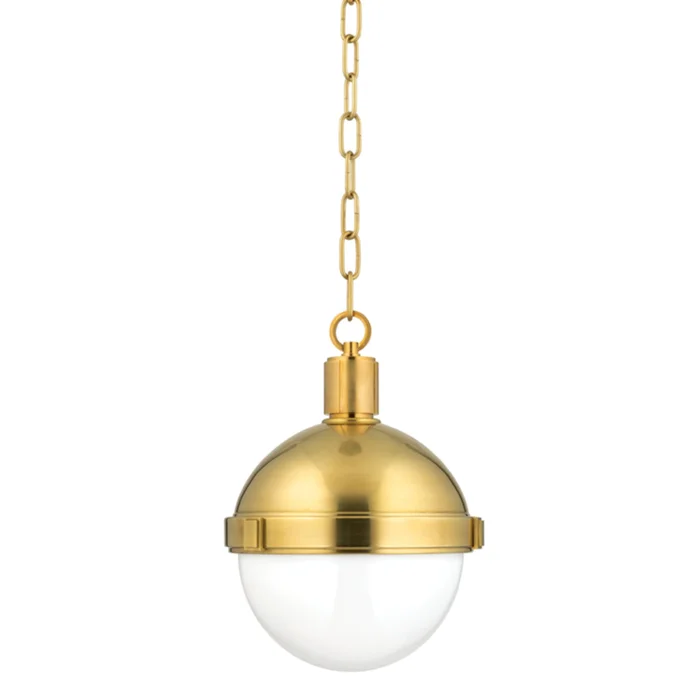 Lambert 1-Light Pendant in Aged Brass 9.5L x 9.5W x 12.5H