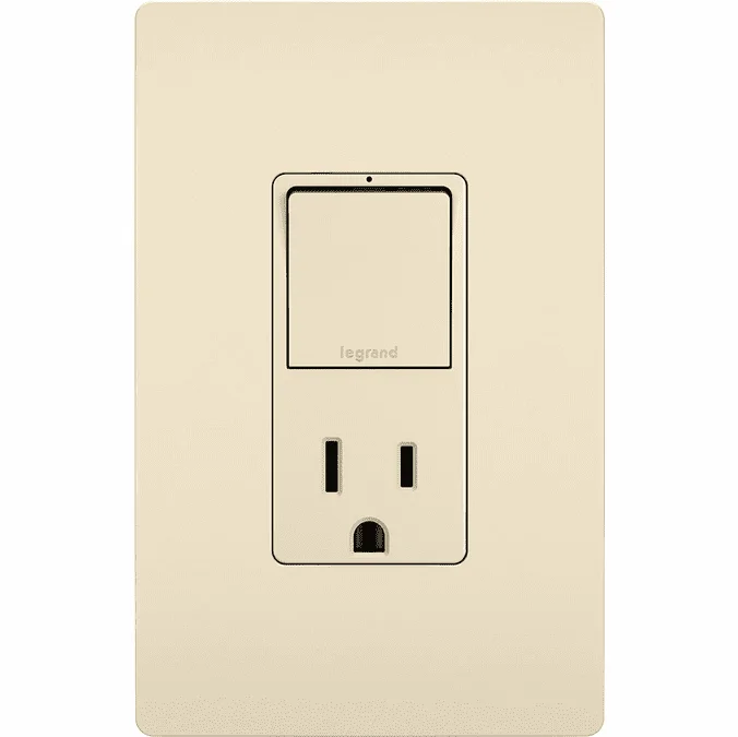 Legrand Radiant RCD38TRLA Contemporary Light Almond Single-Pole 3-Way Switch & Tamper-Resistant Single Outlet Receptacle