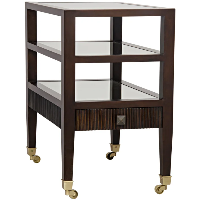 lesly side table, distressed brown
