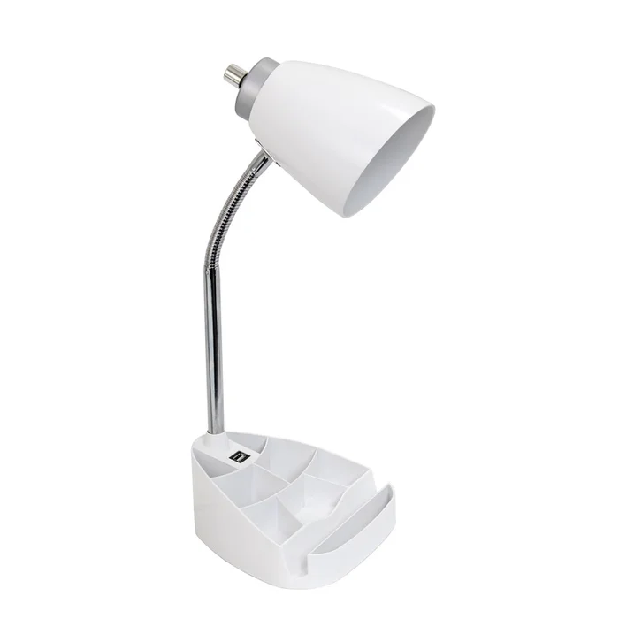Limelights Gooseneck Desk Lamp with iPad Stand and USB Port – White|Lampe de bureau col de cygne de Limelights avec support pour iPad et port USB – blanche