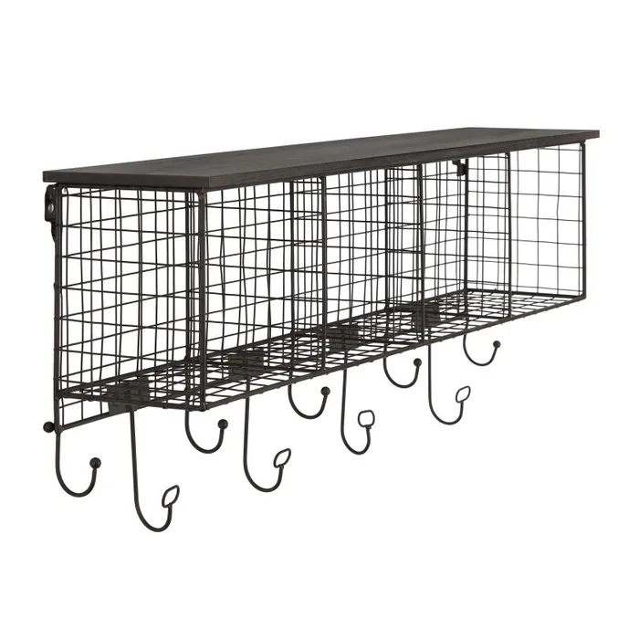 Linon 4 Cubby Black Top Wall Shelf AHWE12381