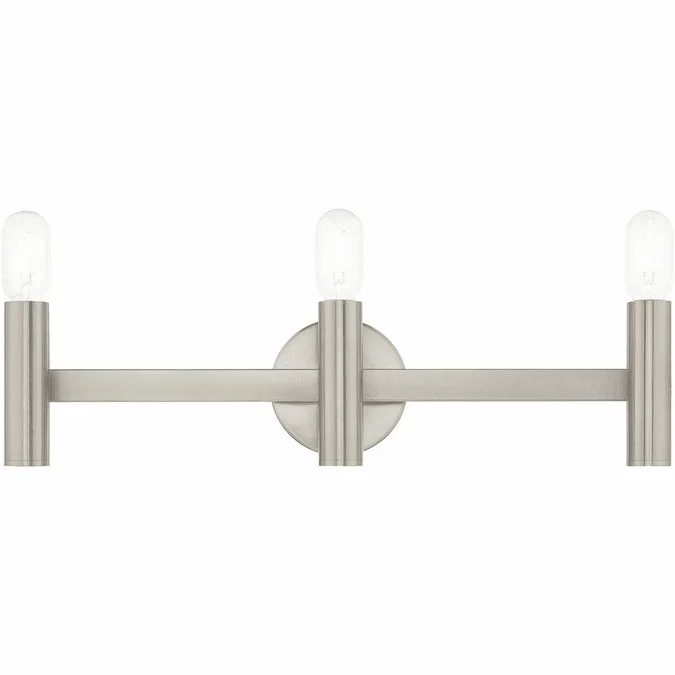 Livex 10343-91 Copenhagen Modern Brushed Nickel 3-Light Bathroom Light Sconce