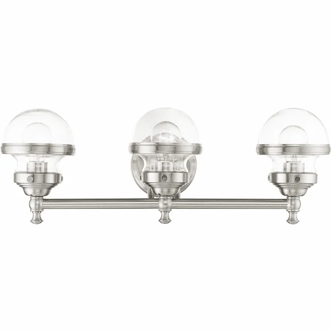 Livex 17413-91 Oldwick Brushed Nickel 3-Light Vanity Lighting Fixture