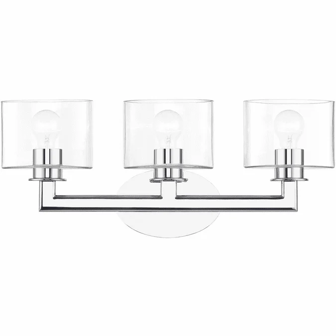 Livex 17913-05 Bernardino Contemporary Polished Chrome 3-Light Bathroom Light