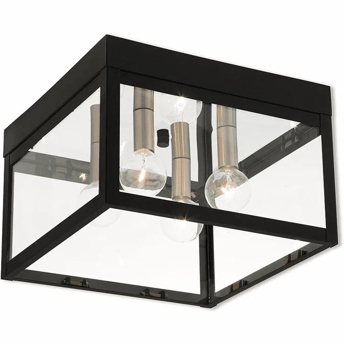 Livex 20589-04 Nyack Black Exterior Flush Lighting
