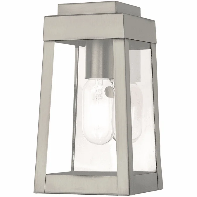 Livex 20851-91 Oslo Contemporary Brushed Nickel Exterior 9.5″ Wall Sconce Lighting
