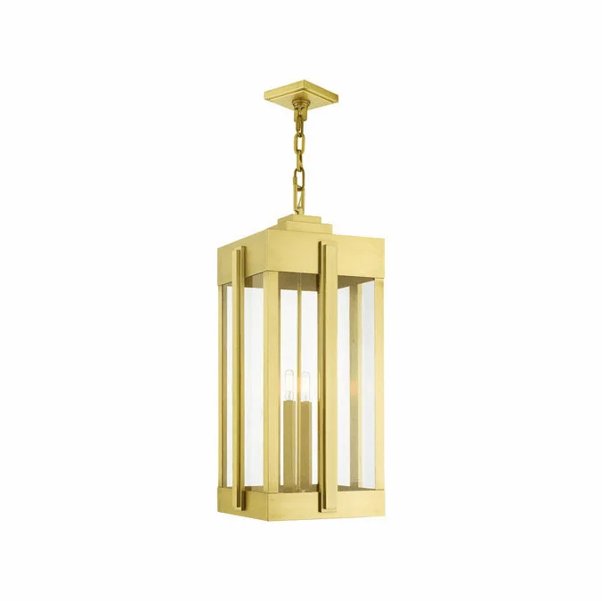 Livex 27720-08 Lexington Modern Natural Brass Exterior Pendant Hanging Light