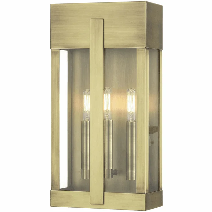 Livex 28963-01 Berksford Modern Antique Brass 8.5″ Outdoor Lamp Sconce