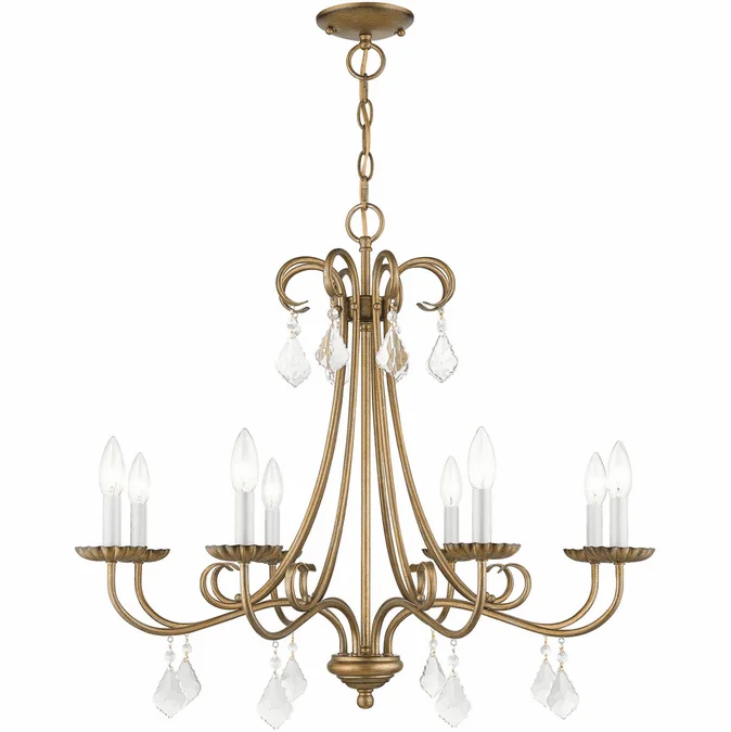 Livex 40878-48 Daphne Antique Gold Leaf Chandelier Light