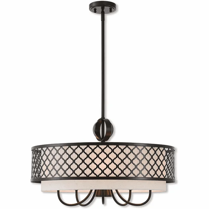 Livex 41116-92 Arabesque English Bronze 24″ Drum Pendant Hanging Light