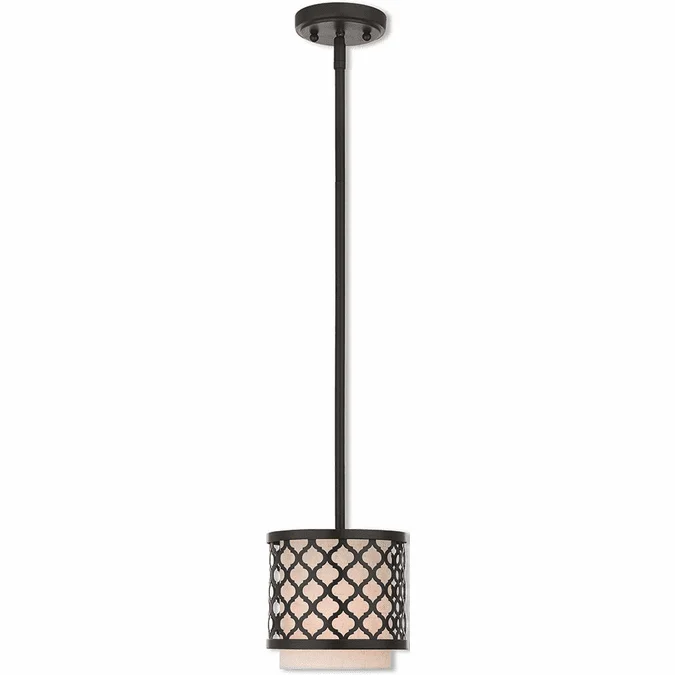 Livex 41118-92 Arabesque English Bronze Mini Drum Hanging Light Fixture