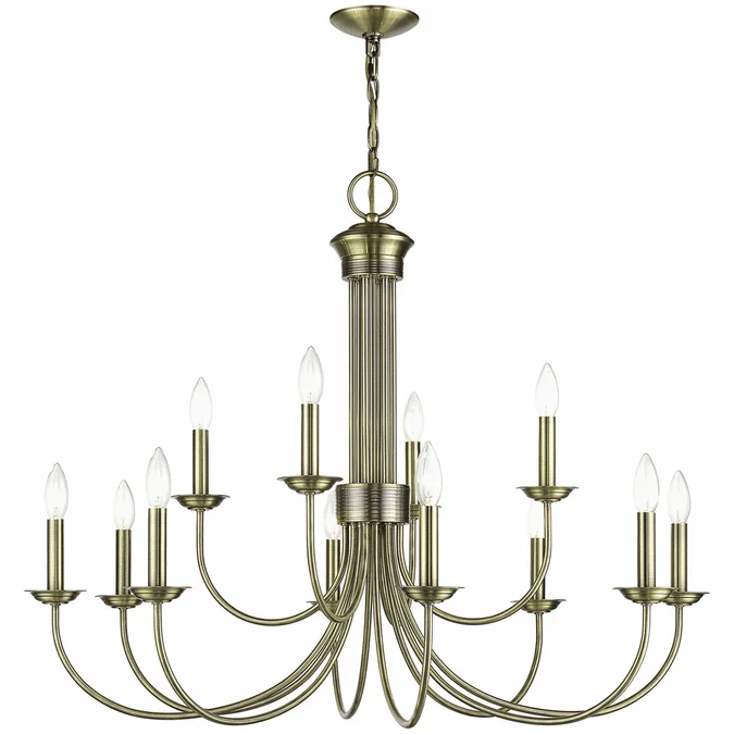 Livex 42680-01 Estate Modern Antique Brass Chandelier Lamp