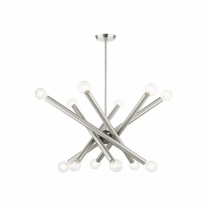 Livex 45586-91 Stafford Modern Brushed Nickel 35″ Hanging Chandelier
