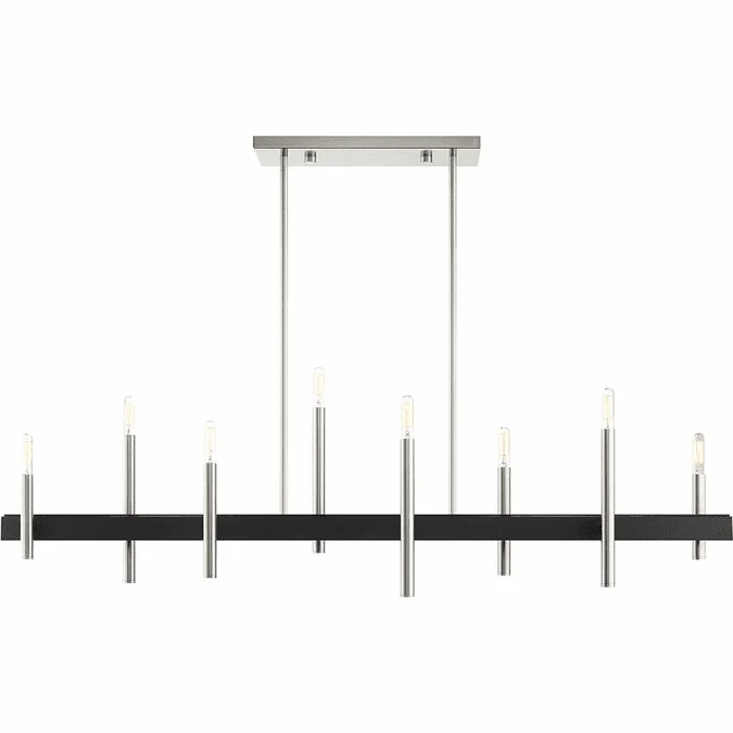 Livex 49338-91 Denmark Modern Brushed Nickel with Bronze Accents Kitchen Island Light