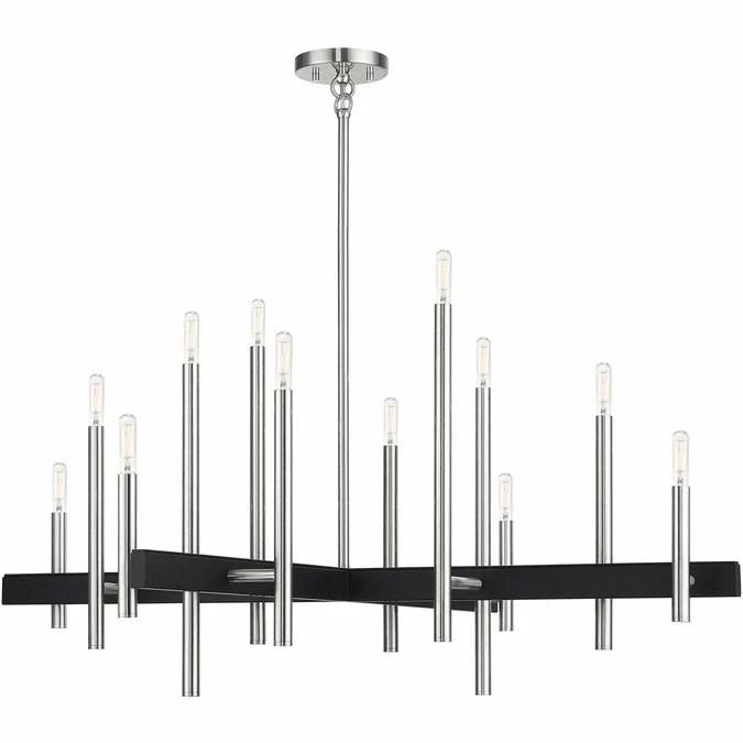 Livex 49349-91 Denmark Contemporary Brushed Nickel / Black Island Light Fixture