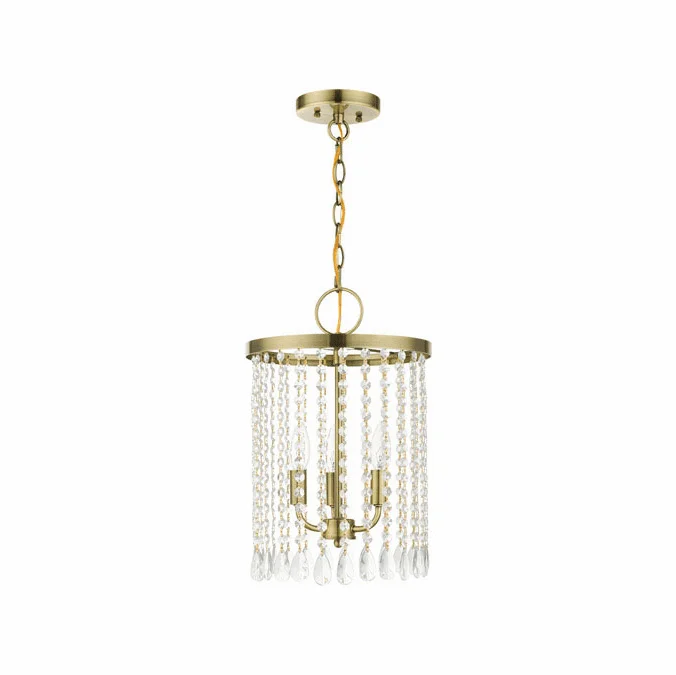 Livex 51060-01 Elizabeth Antique Brass Mini Pendant Lighting Fixture